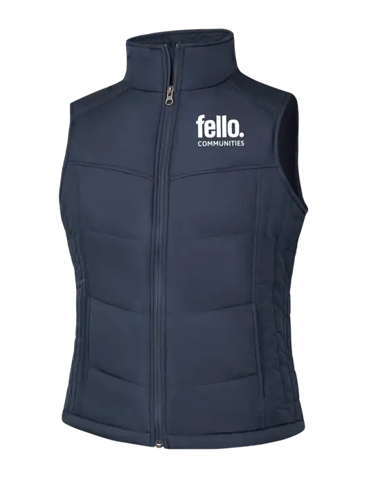  Womens Dark Slate/Black Puffy Vest w/Fello Communities Logo