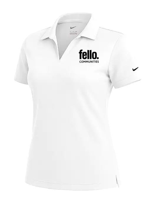 NIKE White Womens Dri-Fit Micro Pique Polo w/Fello Communities Logo