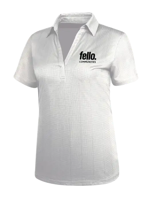 White Womens Performance Fine Jacquard Polo w/Fello Communities Logo