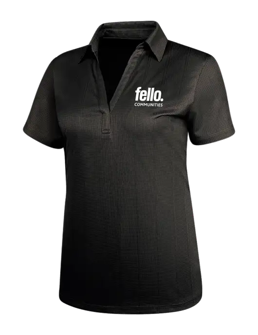 Black Womens Performance Fine Jacquard Polo w/Fello Communities Logo