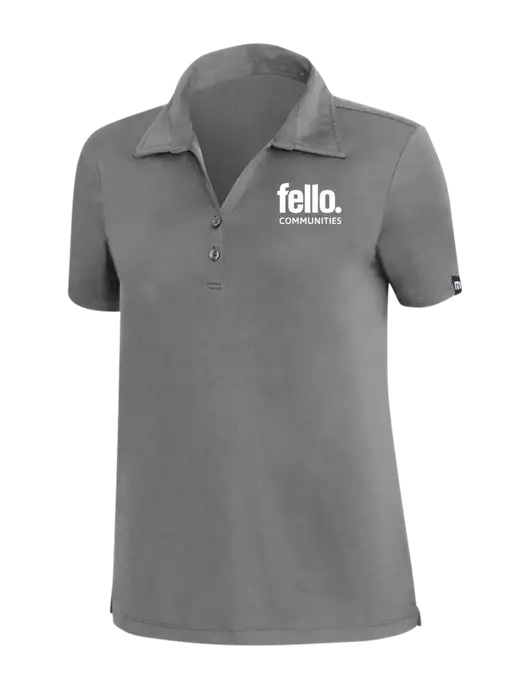 TravisMathew Med Dark Grey Womens Coto Performance Polo w/Fello Communities Logo
