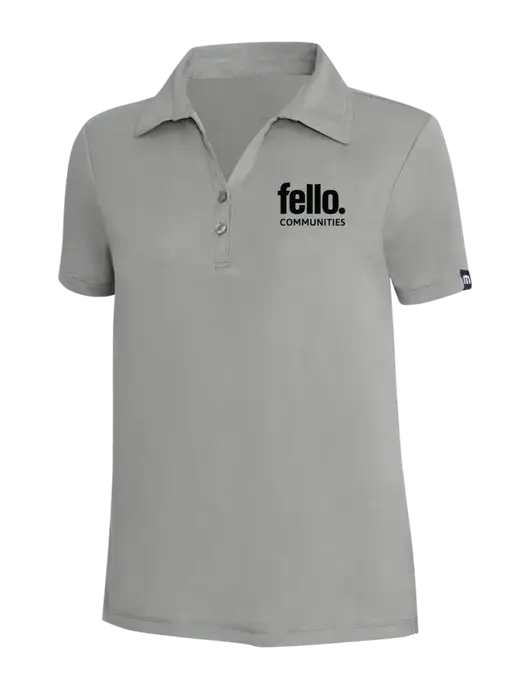 TravisMathew Light Grey Heather Womens Coto Performance Polo w/Fello Communities Logo