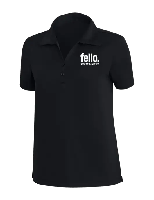 TravisMathew Black Womens Coto Performance Polo w/Fello Communities Logo