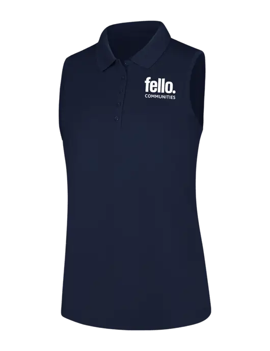 Womens Navy Dry Zone UV Micro-Mesh Sleeveless Polo w/Fello Communities Logo