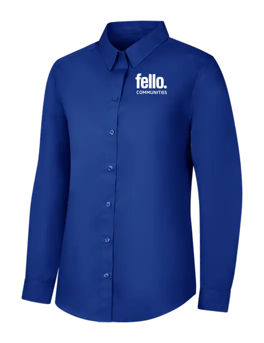 Womens Royal Long Sleeve Carefree Poplin Shirt w/Fello Communities Logo