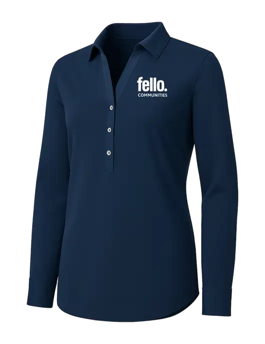 Womens Navy City Stretch Shirt w/Fello Communities Logo