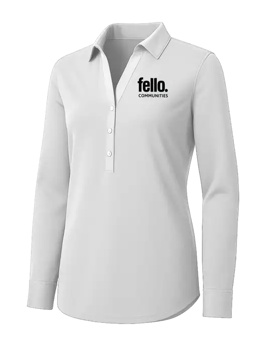 Womens White City Stretch Shirt w/Fello Communities Logo
