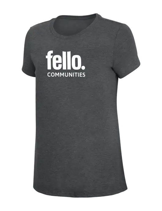 Womens Simply Soft Charcoal 4.5oz Poly/Combed Ring Spun Cotton T-Shirt w/Fello Communities Logo