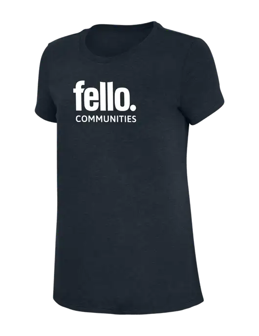 Womens Simply Soft Navy 4.5oz Poly/Combed Ring Spun Cotton T-Shirt w/Fello Communities Logo