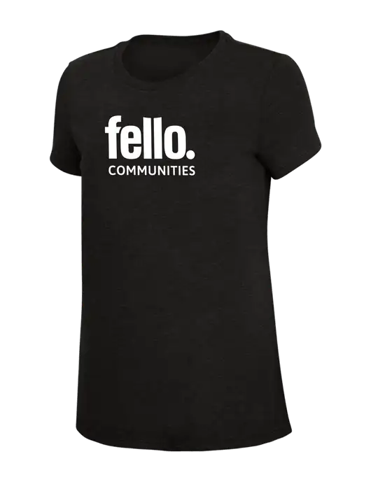 Womens Simply Soft Black 4.5oz Poly/Combed Ring Spun Cotton T-Shirt w/Fello Communities Logo