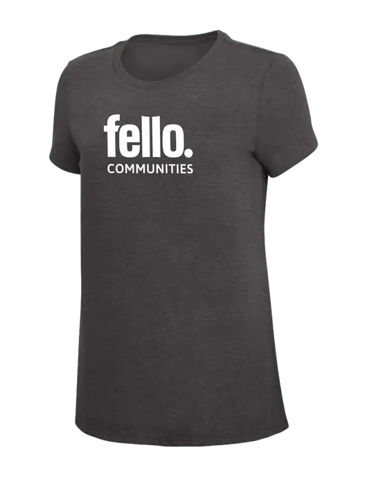 Womens Simply Soft Heather Charcoal 4.5oz  Poly/Combed Ring Spun Cotton T-Shirt w/Fello Communities Logo
