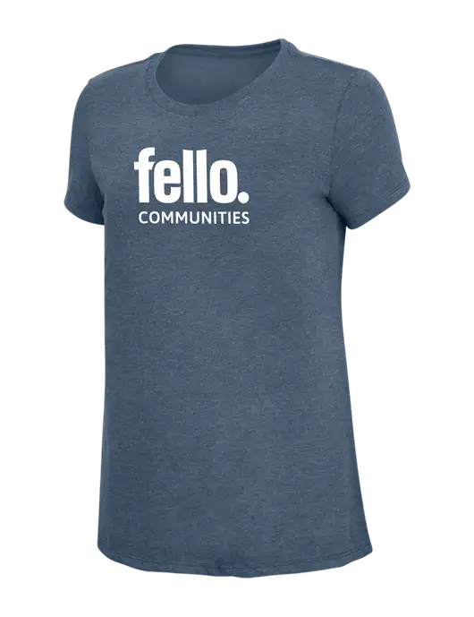 Womens Simply Soft Navy Frost 4.5oz  Poly/Combed Ring Spun Cotton T-Shirt w/Fello Communities Logo