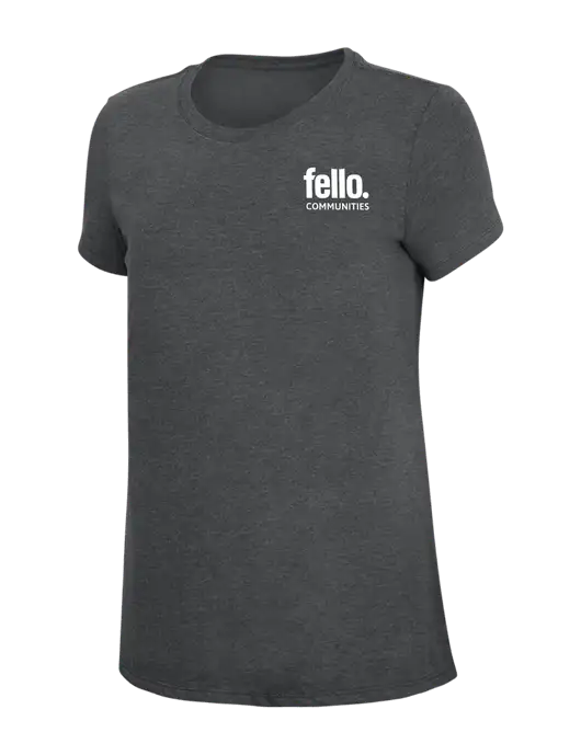 Womens Simply Soft Charcoal 4.5oz Poly/Combed Ring Spun Cotton T-Shirt w/Fello Communities Logo