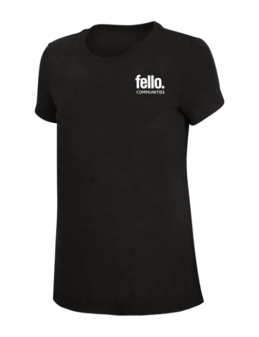 Womens Simply Soft Black 4.5oz Poly/Combed Ring Spun Cotton T-Shirt w/Fello Communities Logo