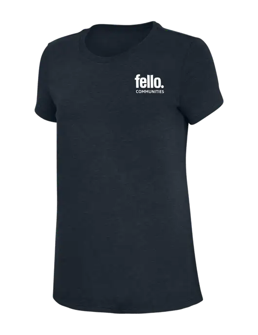 Womens Simply Soft Navy 4.5oz Poly/Combed Ring Spun Cotton T-Shirt w/Fello Communities Logo