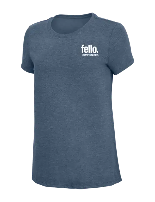Womens Simply Soft Navy Frost 4.5oz  Poly/Combed Ring Spun Cotton T-Shirt w/Fello Communities Logo
