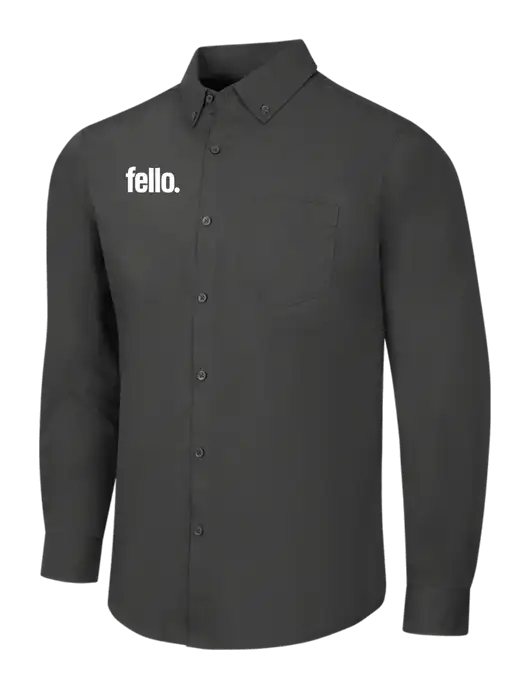 Dark Grey Long Sleeve Carefree Poplin Shirt w/Fello. Logo