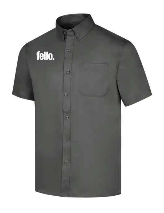 Short Sleeve Dark Grey Superpro React Twill Shirt w/Fello. Logo