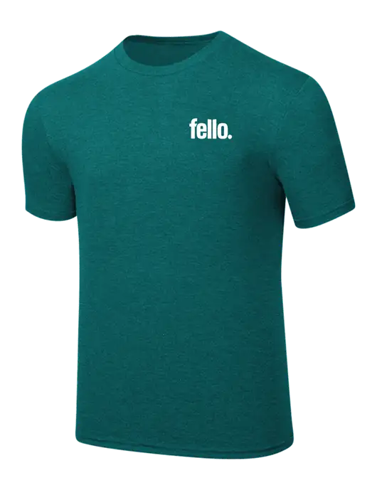 Simply Soft Heathered Dark Teal 4.5oz  Poly/Combed Ring Spun Cotton T-Shirt w/Fello. Logo