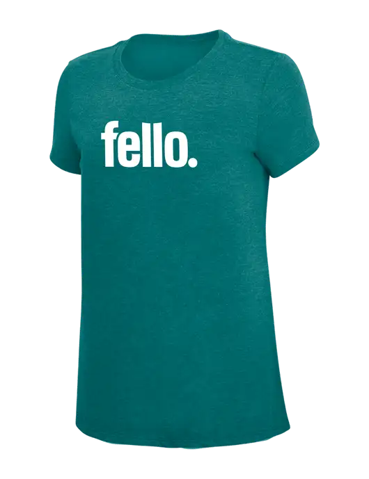 Womens Simply Soft Heathered Dark Teal 4.5oz  Poly/Combed Ring Spun Cotton T-Shirt w/Fello. Logo