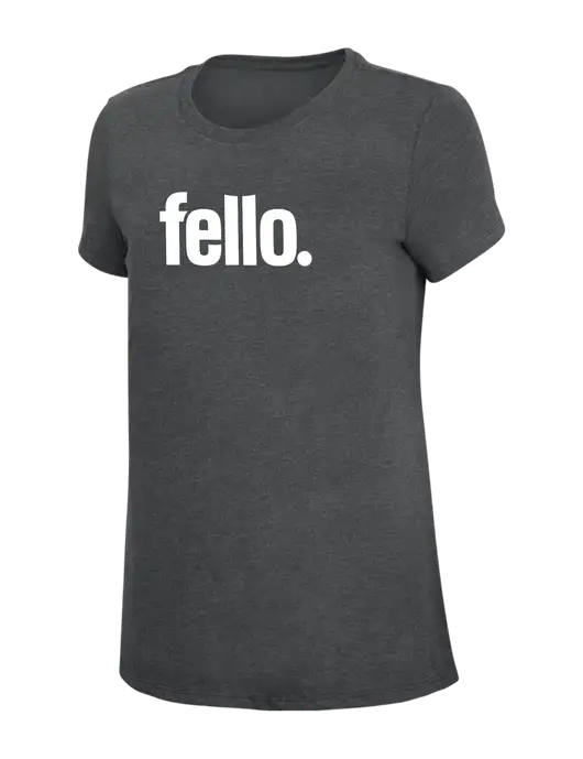 Womens Simply Soft Charcoal 4.5oz Poly/Combed Ring Spun Cotton T-Shirt w/Fello. Logo