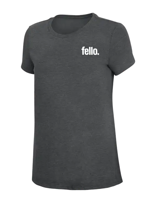 Womens Simply Soft Charcoal 4.5oz Poly/Combed Ring Spun Cotton T-Shirt w/Fello. Logo
