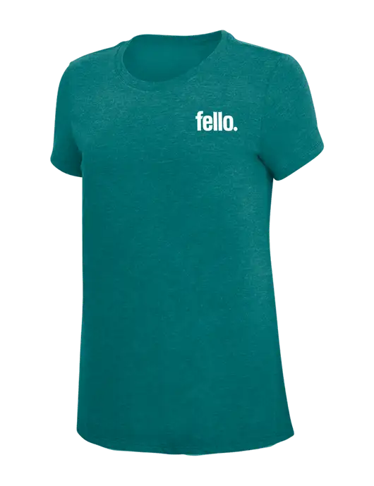 Womens Simply Soft Heathered Dark Teal 4.5oz  Poly/Combed Ring Spun Cotton T-Shirt w/Fello. Logo