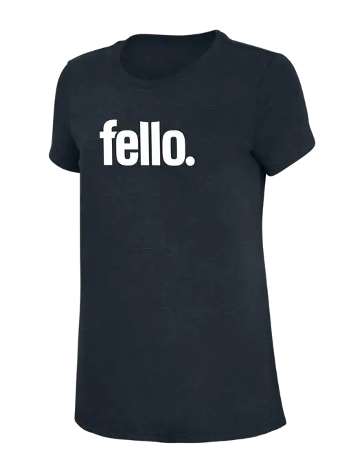 Womens Simply Soft Navy 4.5oz Poly/Combed Ring Spun Cotton T-Shirt w/Fello. Logo