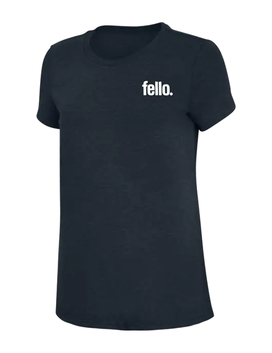Womens Simply Soft Navy 4.5oz Poly/Combed Ring Spun Cotton T-Shirt w/Fello. Logo