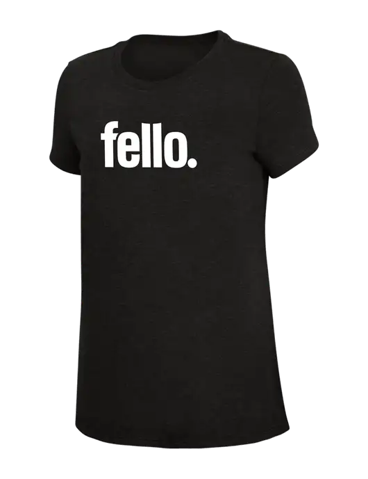 Womens Simply Soft Black 4.5oz Poly/Combed Ring Spun Cotton T-Shirt w/Fello. Logo