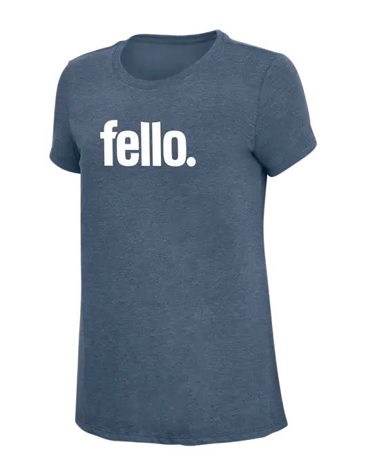 Womens Simply Soft Navy Frost 4.5oz  Poly/Combed Ring Spun Cotton T-Shirt w/Fello. Logo