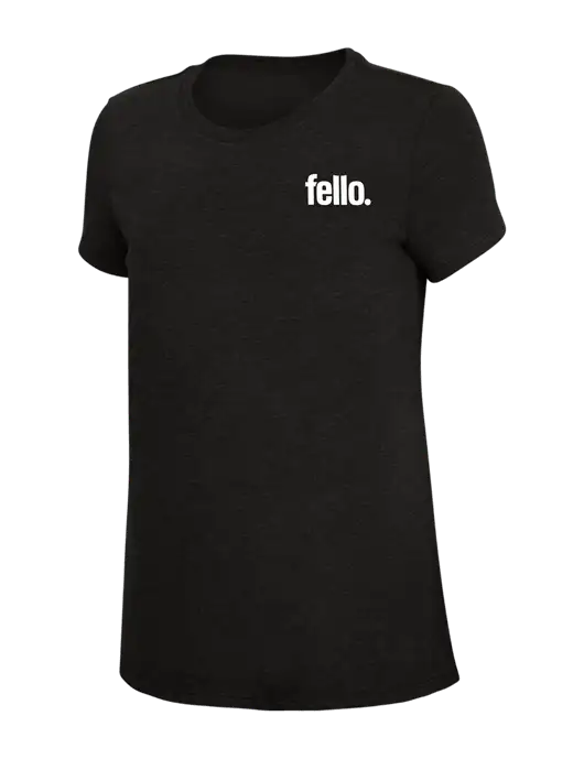 Womens Simply Soft Black 4.5oz Poly/Combed Ring Spun Cotton T-Shirt w/Fello. Logo