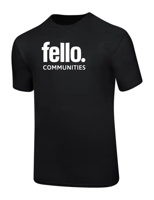 Ring Spun Jet Black 4.5 oz T-Shirt w/Fello Communities Logo