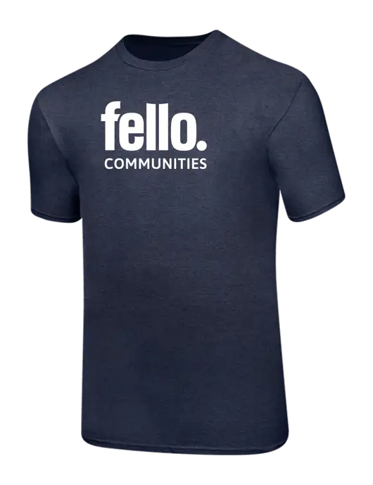 Ring Spun Heather Navy 4.5 oz T-Shirt w/Fello Communities Logo