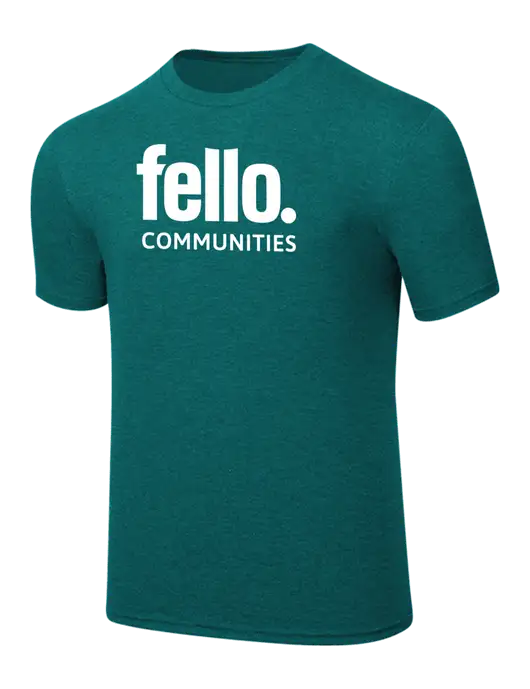 Simply Soft Heathered Dark Teal 4.5oz  Poly/Combed Ring Spun Cotton T-Shirt w/Fello Communities Logo