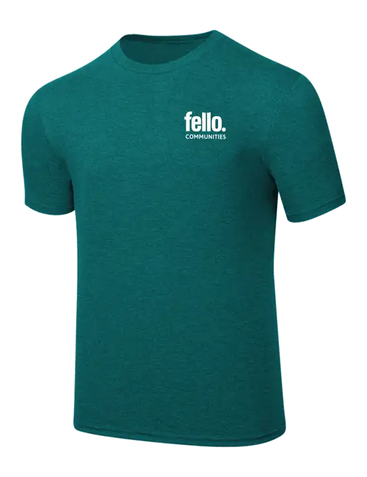 Simply Soft Heathered Dark Teal 4.5oz  Poly/Combed Ring Spun Cotton T-Shirt w/Fello Communities Logo