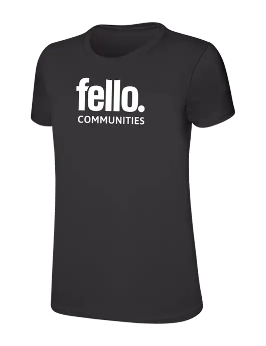 Womens Ring Spun Charcoal 4.5 oz T-Shirt w/Fello Communities Logo