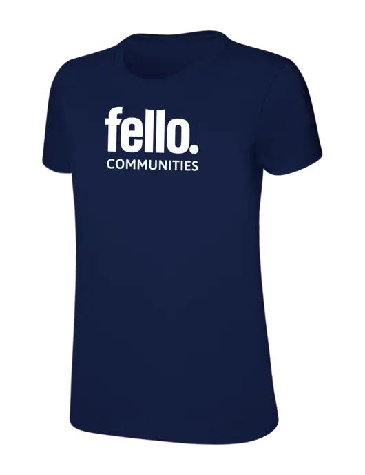 Womens Ring Spun Navy 4.5 oz T-Shirt w/Fello Communities Logo