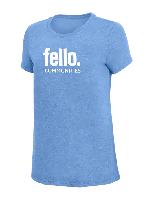Womens Simply Soft Maritime Frost 4.5oz Poly/Combed Ring Spun Cotton T-Shirt
 w/Fello Communities Logo