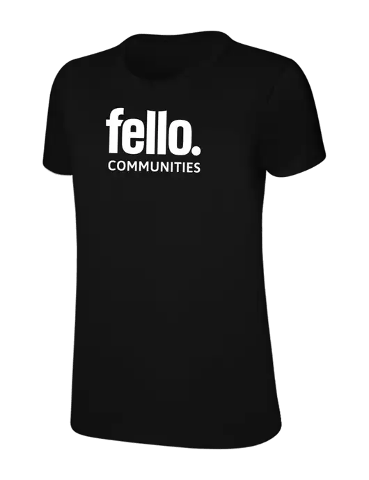 Womens Ring Spun Jet Black 4.5 oz T-Shirt w/Fello Communities Logo