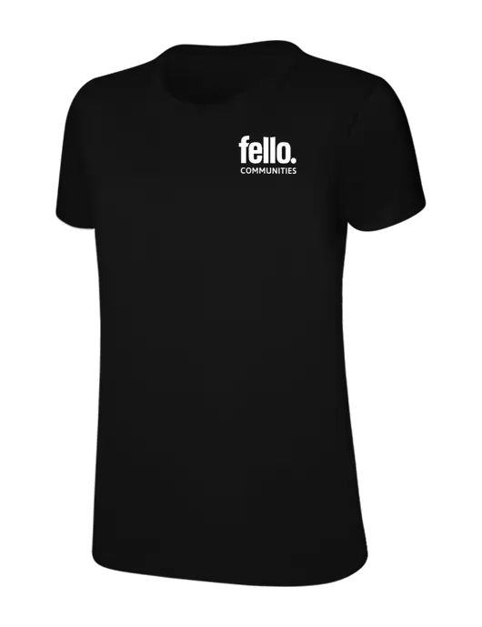 Womens Ring Spun Jet Black 4.5 oz T-Shirt w/Fello Communities Logo