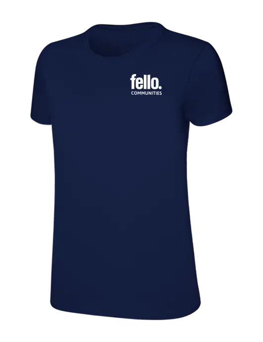 Womens Ring Spun Navy 4.5 oz T-Shirt w/Fello Communities Logo