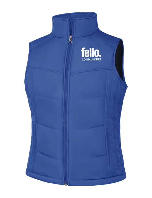 Womens Dark Royal Blue/Black Puffy Vest w/Fello Communities Logo