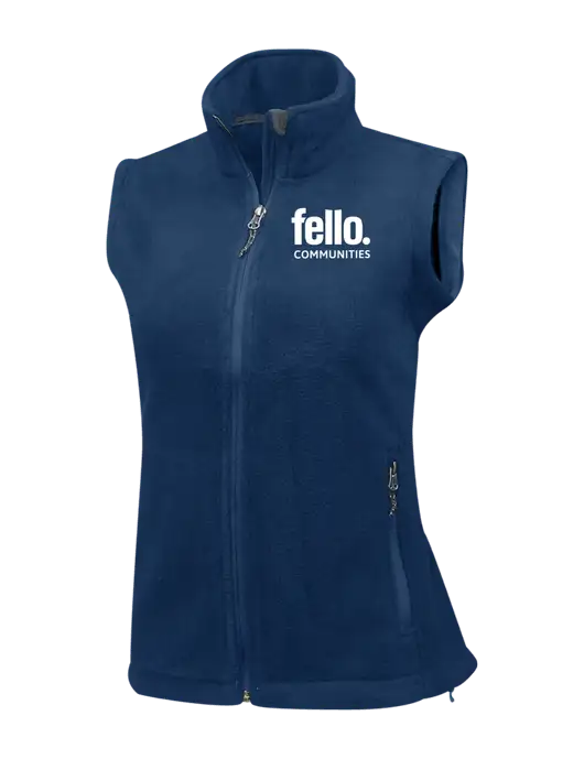 Navy Womens Fleece Vest w/Fello Communities Logo