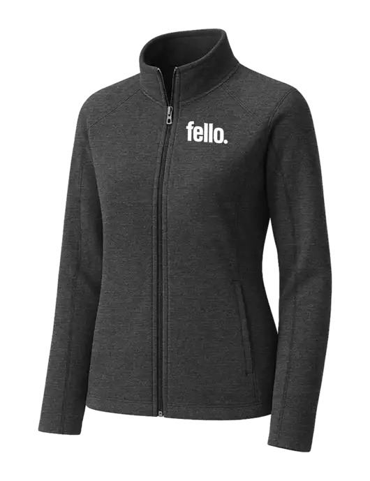 Charcoal Womens Heather Microfleece Full-Zip Jacket w/Fello. Logo