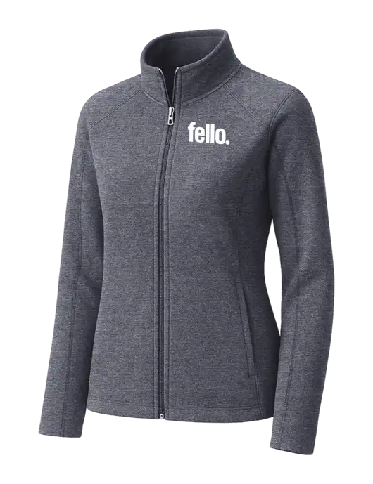 Light Navy Heather Womens Microfleece Full-Zip Jacket w/Fello. Logo