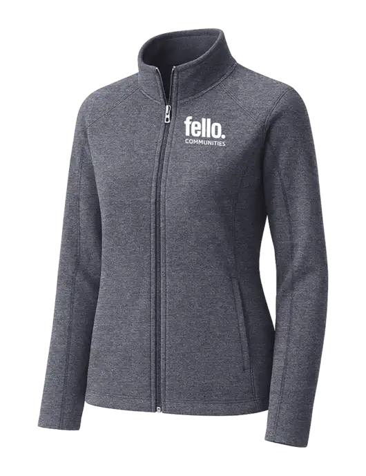 Light Navy Heather Womens Microfleece Full-Zip Jacket w/Fello Communities Logo