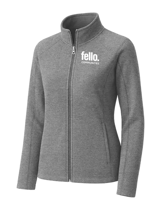 Medium Grey Womens Heather Microfleece Full-Zip Jacket w/Fello Communities Logo