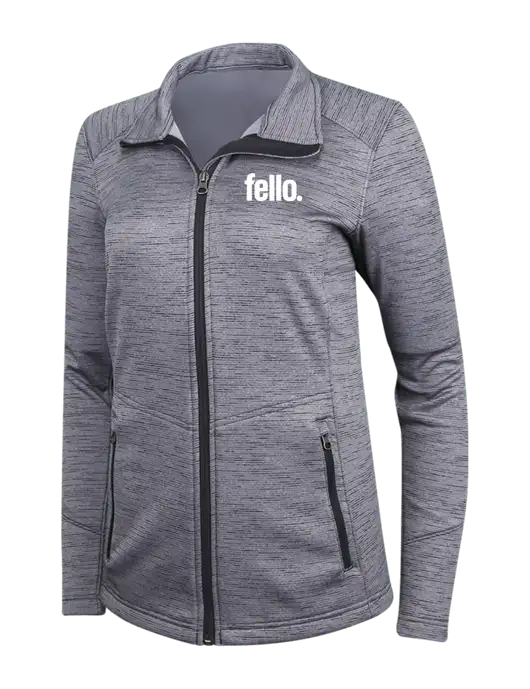 Medium Grey Womens Digi Stripe Fleece Jacket w/Fello. Logo