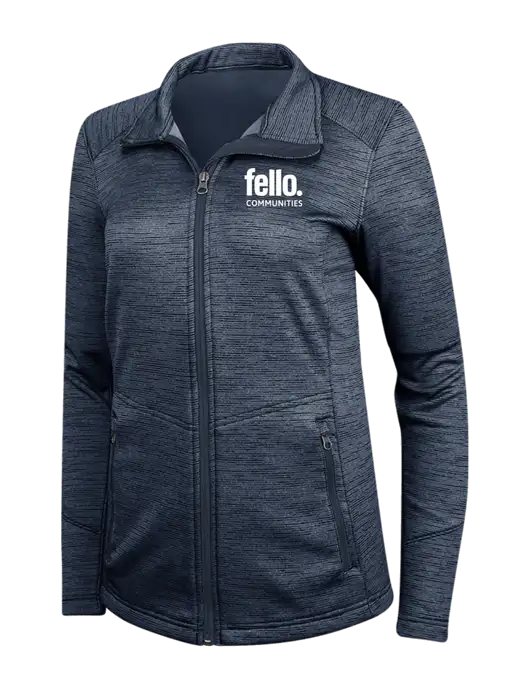 Navy Womens Digi Stripe Fleece Jacket w/Fello Communities Logo